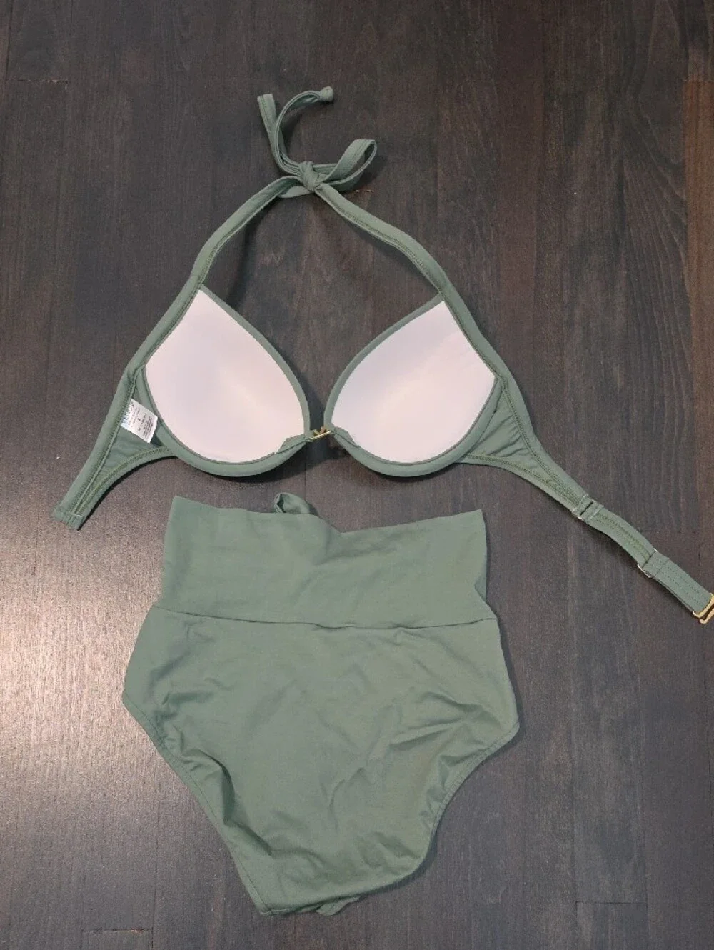 VENUS Sage Green High-Waist Halter Bikini Set